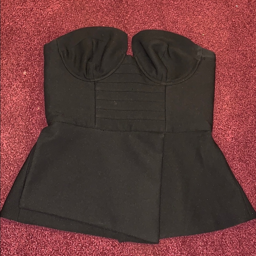 Black Strapless Bustier Top
